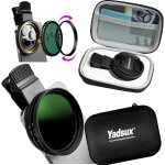 52mm variable nd2 - nd400 filter for iphone, samsung and other smartphones, clip on adapter, hd optical ...