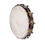 590 - tambourin a peau naturelle avec cymbalettes  25 cm