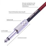6. 35mm m�le a m�le droite 1 / 4 pouce st�r�o c�ble guitare instrument c�ble pour guitare electrique, ...