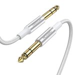 6. 35mm stro cble 1m, 6. 35mm mle mletrs jack cble tress en nylon plaqu or pour amplificateur, ...