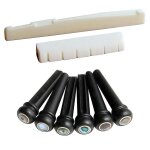 6 cordes guitare acoustique os chevalet de chevalet et 6pcs eb�ne guitare chevalet broches blanc + noir ...