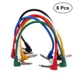 6 pcs / set guitare patch c�bles cordons p�dale effet audio connecteur avec 6. 35mm fiches a angle droit ...