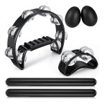 6 pcs tambourins, tambourin demi - lune tenu a la main avec btons rythmiques agitateurs d'oeufs percussion ...