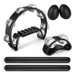 6 pcs tambourins, tambourin demi - lune tenu a main avec btons rythmiques egg shakers ensemble dinstruments ...