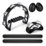 6 pcs tambourins, tambourin demi - lune tenu a main avec btons rythmiques egg shakers ensemble d'instruments ...
