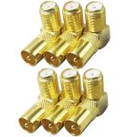 6 pi�ces 90 degr�s f type femelle � pal connecteurs m�les, adaptateurs coaxiaux rf d'antenne satellite ...