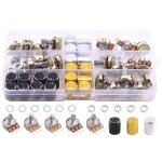 60pcs b5k 10k 20k 50k 100k ohm potentiomtre conique rotatif linaire a arbre molet avec bouton (wh148) ...