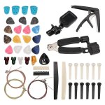 65 pcs kit d'accessoires de guitare avec cordes de guitare, accordeur, capo, mdiators, porte - mdiator, ...