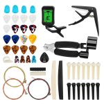 65 pcs kit d'accessoires de guitare avec cordes de guitare, accordeur, capo, m�diators, porte - m�diator, ...