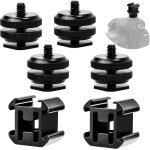 6pcs adaptateur griffe camra triple hot shoe mount hot shoe mount 1 / 4  - 20 adaptateur support sabot ...