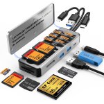 7 in 1 aluminum memory card reader carrying case for sd / tf / cf / ms / xd / usb x 2 ports for phone ...
