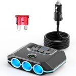 7 in1 distributeur allume - cigare, 120w auto chargeur allume - cigare avec 3 prises 12v / 24v et 4 ports ...