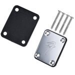 70s 4 - bolt guitar neck plate plaque de manche avec vis (argent)