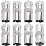 8 pi�ces adaptateur de f m�le � femelle coaxiale rf, 9. 5 tv m�le vers connecteur � vis de type f convertisseu ...