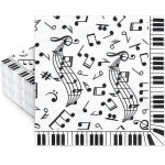80 pcs notes de musique serviettes en papier 6, 5 x 6, 5 pouces notation musicale jetable
