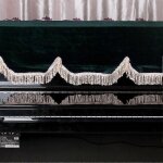 88 touches piano demi couvert anti dust cover flannelette piano cover fine frill edge (vert fonc�)