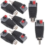 8pcs haut - parleur fil vers rca adaptateur rca connecteur fiche fil a fil connecteur