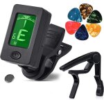 Accordeur de guitare clip sur guitare, violon, basse, ukulélé chromatique avec médiators (accordeur Accordeur de guitare clip sur guitare, violon, basse, ukulélé chromatique avec médiators (accordeur