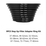 Adaptateur d'anneau de filtre d'objectif d'appareil photo, 18 pices, 37 - 82 82 - 37mm, adaptateur d'anneau ...