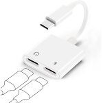 Adaptateur audio et chargeur double usb c, rpartiteur d'ecouteurs de type c avec cl pd 30 w de charge ...