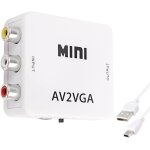 Adaptateur rca vers vga, convertisseur audio vido av composite avec cble d'alimentation usb et sortie ...