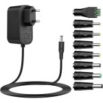 Adaptateur universel 1. 8m, 12v 0. 3a 0. 5a 0. 8a 1a 2a chargeur, 5, 5mm * 2, 1mm avec 8 adaptateurs ...