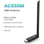 Adaptateur wifi double bande 650mbps, 5ghz et 2. 4ghz, pour pc de bureau, ordinateur portable, antenne, ...