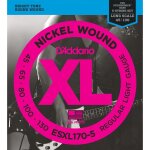 D'addario esxl170 - 5 long scale nickel surface douce - 45 - 130 regular light - jeu guitare basse 5 ...