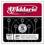 D'addario pl011 - 5, . 011 - pack de 5 cordes au dtail acier pur guitare