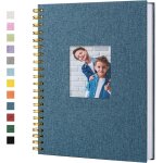 Album photo scrapbook avec couverture en lin, 20, 5 x 20, 5 cm, couverture rigide, pages blanches en ...