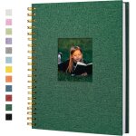 Album photo scrapbook avec couverture en lin, 20, 5 x 20, 5 cm, couverture rigide, pages blanches en ...