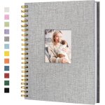 Album photo scrapbook avec couverture en lin, 20, 5 x 20, 5 cm, couverture rigide, pages blanches en ...