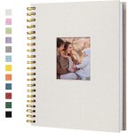 Album photo scrapbook avec couverture en lin, 20, 5 x 20, 5 cm, couverture rigide, pages blanches en ...