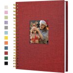 Album photo scrapbook avec couverture en lin, 20, 5 x 20, 5 cm, couverture rigide, pages blanches en ...
