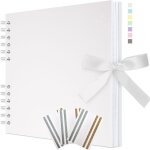 Album de scrapbook 29 x 21, 5 cm avec ruban, album photo en papier cr�atif pour mariage et anniversaire, ...