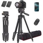 Aluminum digital slr camera tripod with 360 panoramic fluid head and 2 qr plates for sony / nikon / canon, ...