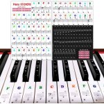 Amovibles autocollants de clavier de piano touches note autocollant pour touches noires et blanches stickers ...