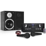 Amplificateur skytronic karaok� usb / sd / fm 160w + 2 enceintes hifi 140w + 2 micros noir