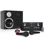 Amplificateur skytronic karaok usb / sd / fm 160w + 2 enceintes hifi 140w + 2 micros noir