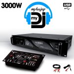 Amplificateur sono 2 x 1500w my deejay ax - 3000 mydj + table de mixage dj21 4 voies 7 entres + usb