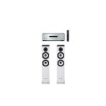 Amplificateur yamaha r s202d argent + paire d enceintes colonne cabasse jersey mt32 2 blanc