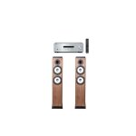 Amplificateur yamaha r s202d argent + paire d enceintes colonne cabasse jersey mt32 2 noyer