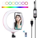 Anneau lumineux led 20 cm rgb usb r�glable pour vid�o avec pince t�l�phone rose yonis