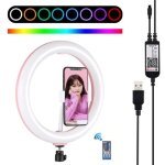 Anneau lumineux led 26 cm rgbw dimmable avec tr�pied et pince smartphone rose yonis