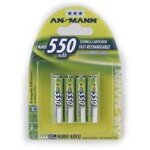 Ansmann blister 4 x accu, aaa, 550 mah aaa / hr03 hybrides nickel - m�tal (nimh)