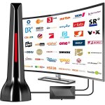 Antenne dvb - t / dvb - t2 avec amplificateur intrieur 36 db + hdtv - pour tlviseur - qualit du signal ...