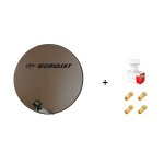 Antenne parabole fibre smc 60 cm marron worldsat + lnb twin 0, 1 db full hd 1080p 4k ultra hd + 4 fiches ...