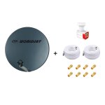 Antenne parabole fibre smc 60cm anthracite worldsat + lnb quad 0, 1db hd 4k + 2 cbles coax twin 25m ...
