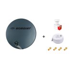 Antenne parabole fibre smc 60cm anthracite worldsat + lnb twin 0, 1 db hd 4k + cble coax twin 25m + ...