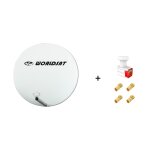 Antenne parabole fibre smc 75 cm beige worldsat + lnb twin 0, 1 db full hd 1080p 4k ultra hd + 4 fiches ...